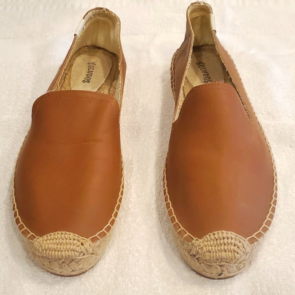NEW TAN LEATHER SOLUDOS ESPADRILLES SIZE 10